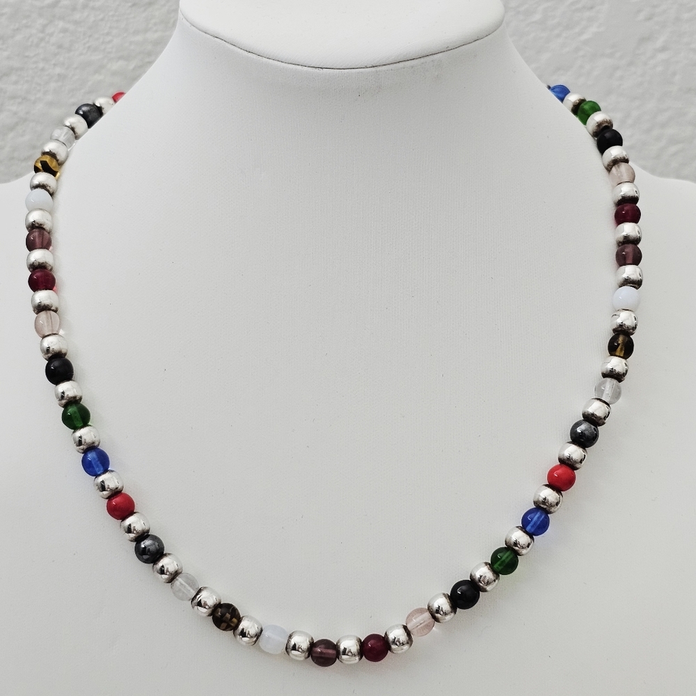 Silpada Very Rare Sterling Silver MultiColor Bead Toggle 18" Necklace ZN441